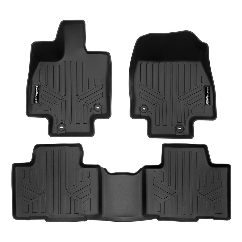 SMARTLINER Custom Fit All Weather Protection Black 2 Row Floor Mat Liner Set Compatible With 2024 Toyota Grand Highlander (SA0719/B0719)