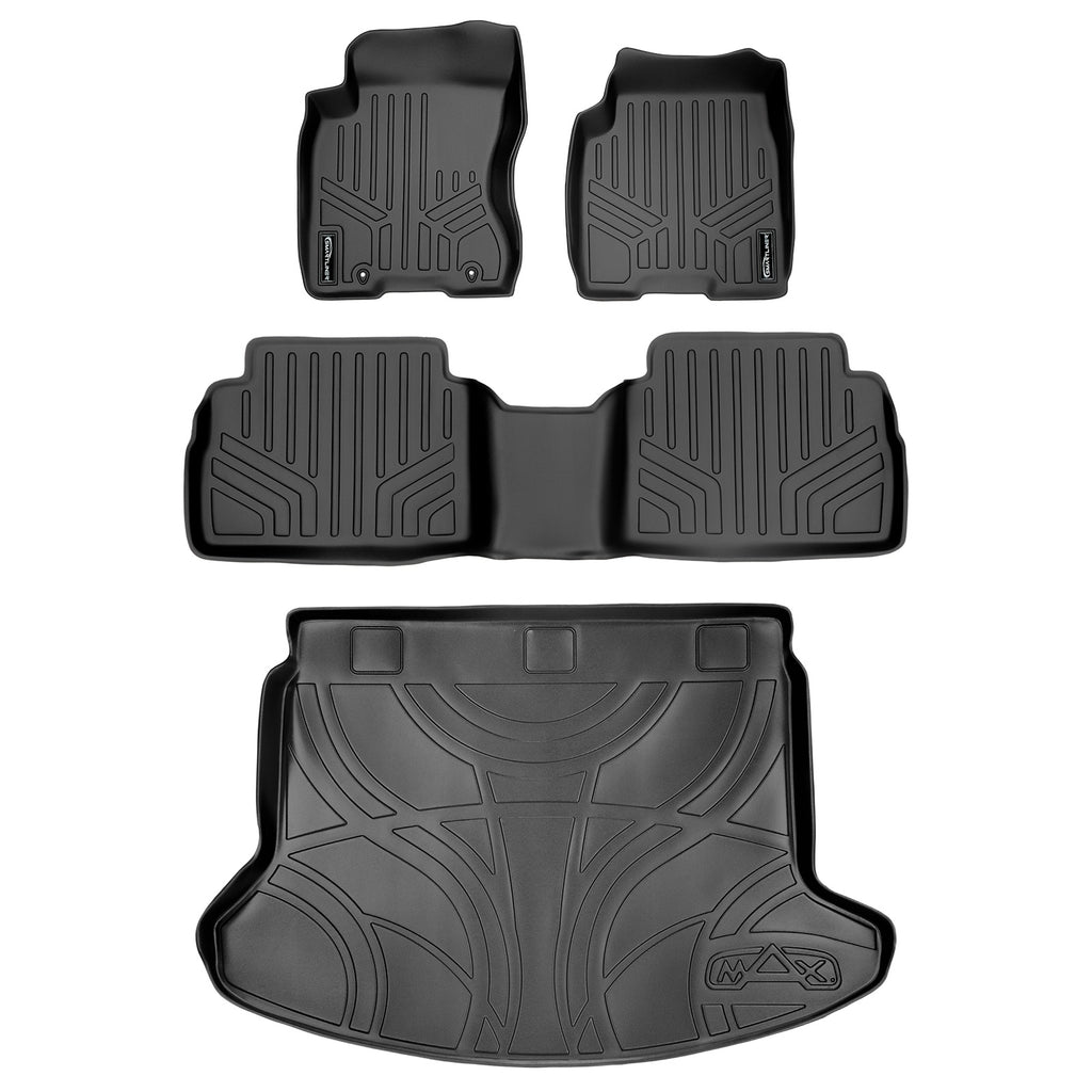 SMARTLINER Custom Fit Floor Mats 2 Rows and Cargo Liner Set Black Compatible With 2008-2013 Nissan Rogue / 2014-2015 Rogue Select (SA0050/B0050/D0050)
