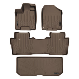 SMARTLINER Custom Fit Floor Mats 2 Rows and Cargo Liner Behind 3rd Row Set Tan Compatible With 2016-2022 Honda Pilot (SA1200/B1200/E1200)