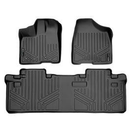 SMARTLINER Custom Fit Floor Mats 2 Row Liner Set Black Compatible With 2011-2012 Toyota Sienna 8 Passenger Model (SA0083/B0083)