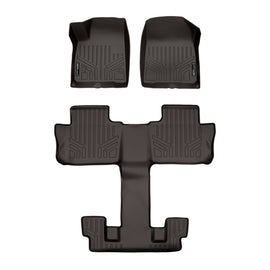 SMARTLINER Custom Fit Floor Mats 3 Row Liner Set Cocoa Compatible With 2017-2021 GMC Acadia with 2nd Row Bucket Seats (SA3230/B3230)