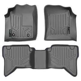 SMARTLINER Custom Fit Floor Mats 2 Row Liner Set Grey Compatible With 2012-2014 Toyota Hilux Vigo (SA2101/B2007)