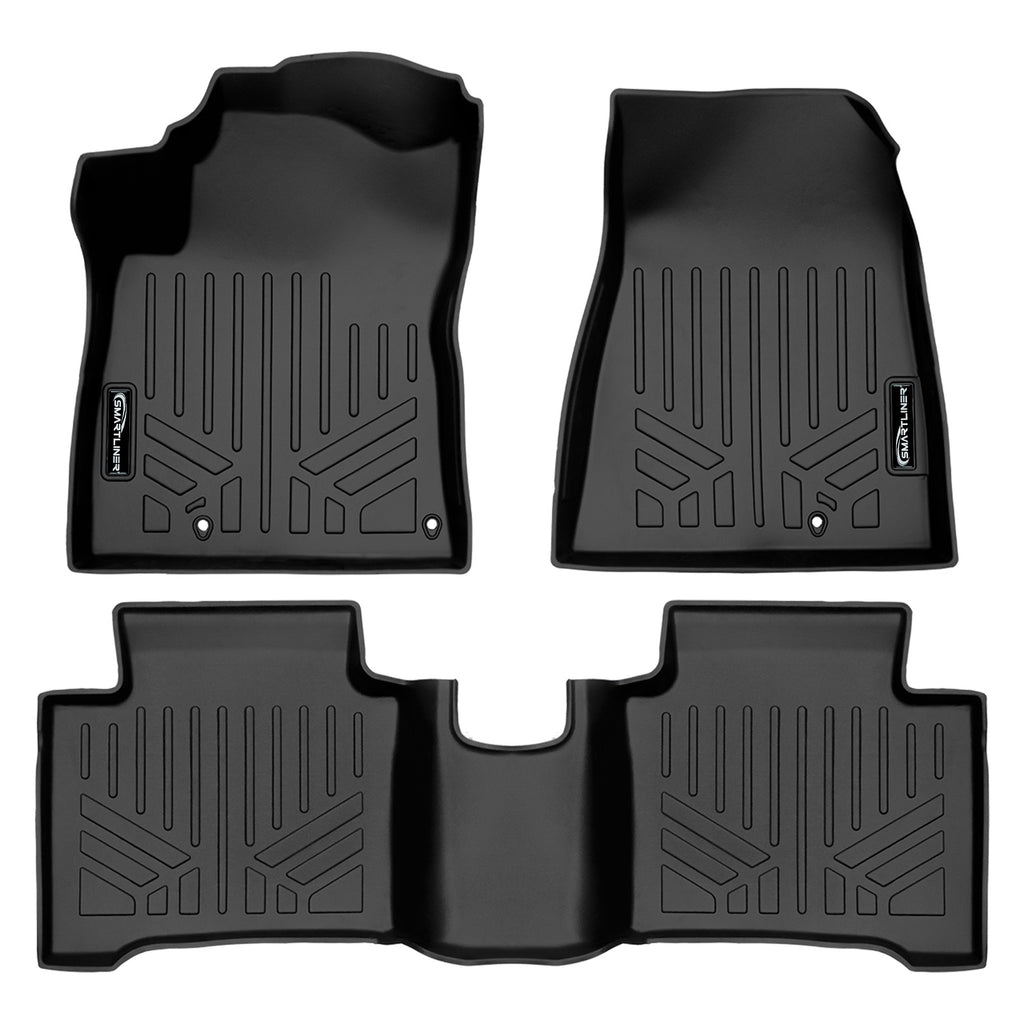 SMARTLINER All Weather Custom Fit Black 2 Row Floor Mat Liner Set Compatible With 2023-2024 Kia Niro Hybrid (SA0652/B0652)