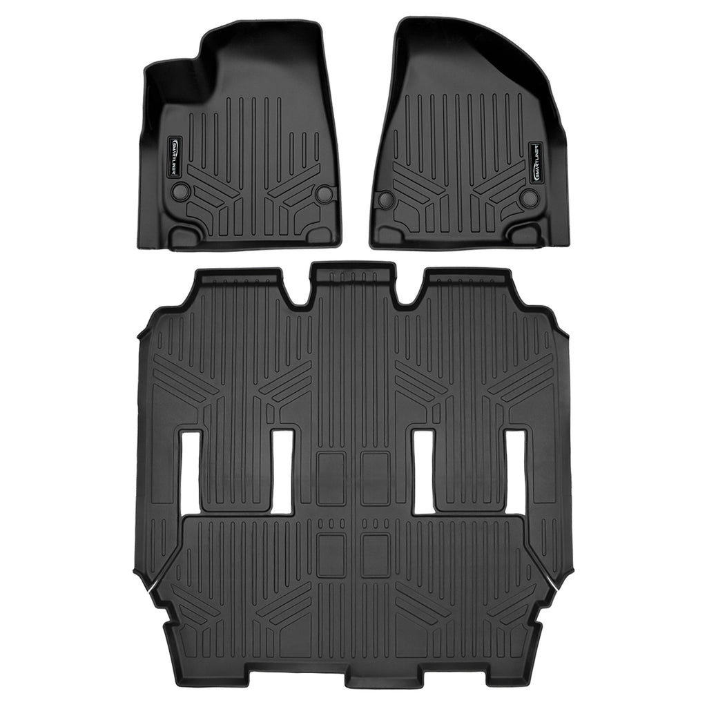 SMARTLINER Custom Fit Black 3 Row Liner Set Compatible With 2021-2024 Chrysler Pacifica & Pacifica Hybrid (SA0648/B0291)