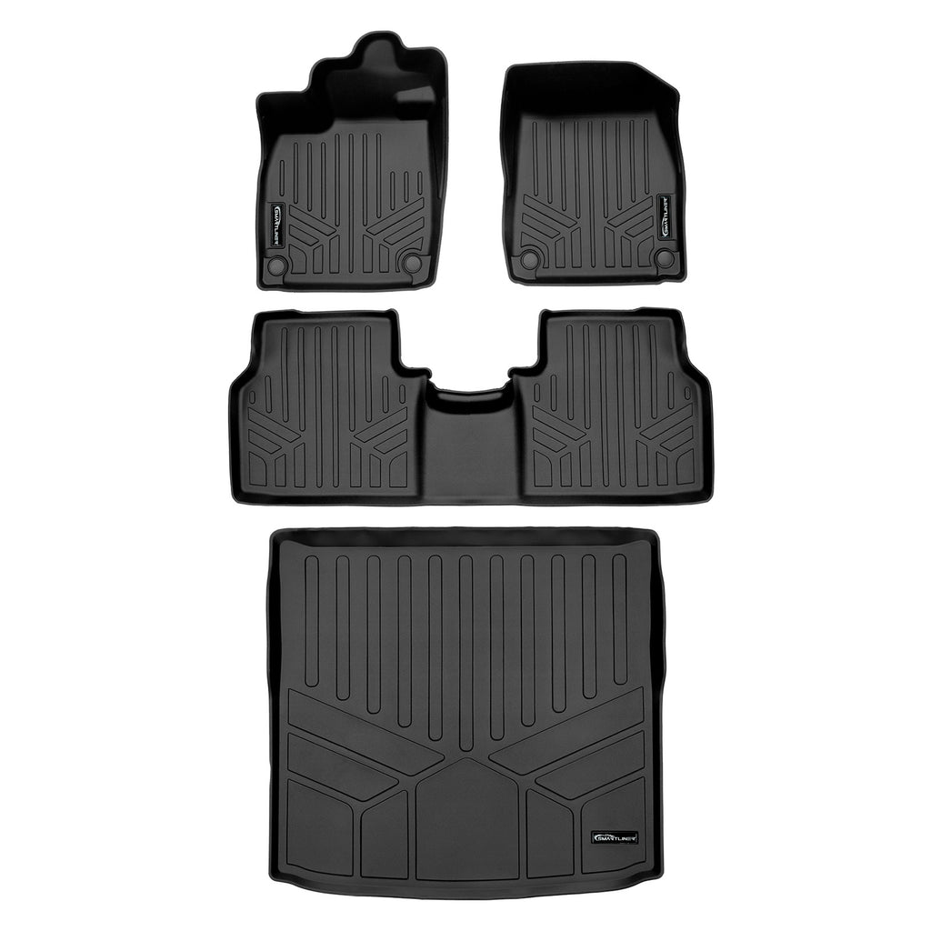 SMARTLINER Custom Fit All Weather Protection Black 2 Row Floor Liners & Cargo Liner behind the 2nd Row Seats Compatible With 2022-2024 Audi Q4 Sportback e-tron (SA0650/B0650/D0650-N1)