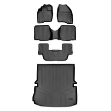 Load image into Gallery viewer, SMARTLINER Floor Mats 3 Rows and Cargo Liner Behind 2nd Row Set Black Compatible With 2011-2014 Ford Explorer with 2nd Row Center Console (SA0082/B0109/C0082/D0082)