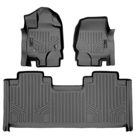 SMARTLINER Custom Fit Floor Mats 2 Row Liner Set Grey Compatible With 2015-2022 Ford F-150 SuperCab with 1st Row Bucket Seats (SA2167/B2172)