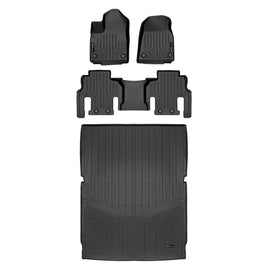 SMARTLINER All Weather Custom Fit Black 2 Row & Cargo Liner Behind the 2nd Row Floor Mat Liner Set Compatible With 2023-2024 Jeep Grand Wagoneer L (SA0573/B0589/D0708)