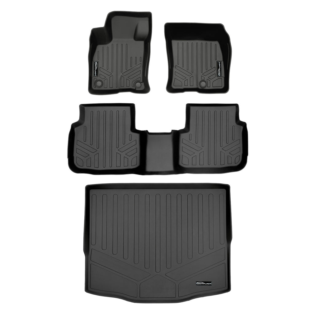 SMARTLINER All Weather Customer Fit Floor Mats 2 Rows and Cargo Behind 2nd Row Set Black Compatible With 2020-2021 Ford Escape (SA0477/B0477/D0477)