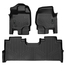 Load image into Gallery viewer, SMARTLINER Custom Fit Floor Mats 2 Row Liner Set Black Compatible With 2021-2025 Ford F-150 SuperCrew Cab with 1st Row Bucket Seats &amp; 2nd Row Under Seat Storage (SA0167/B0624)