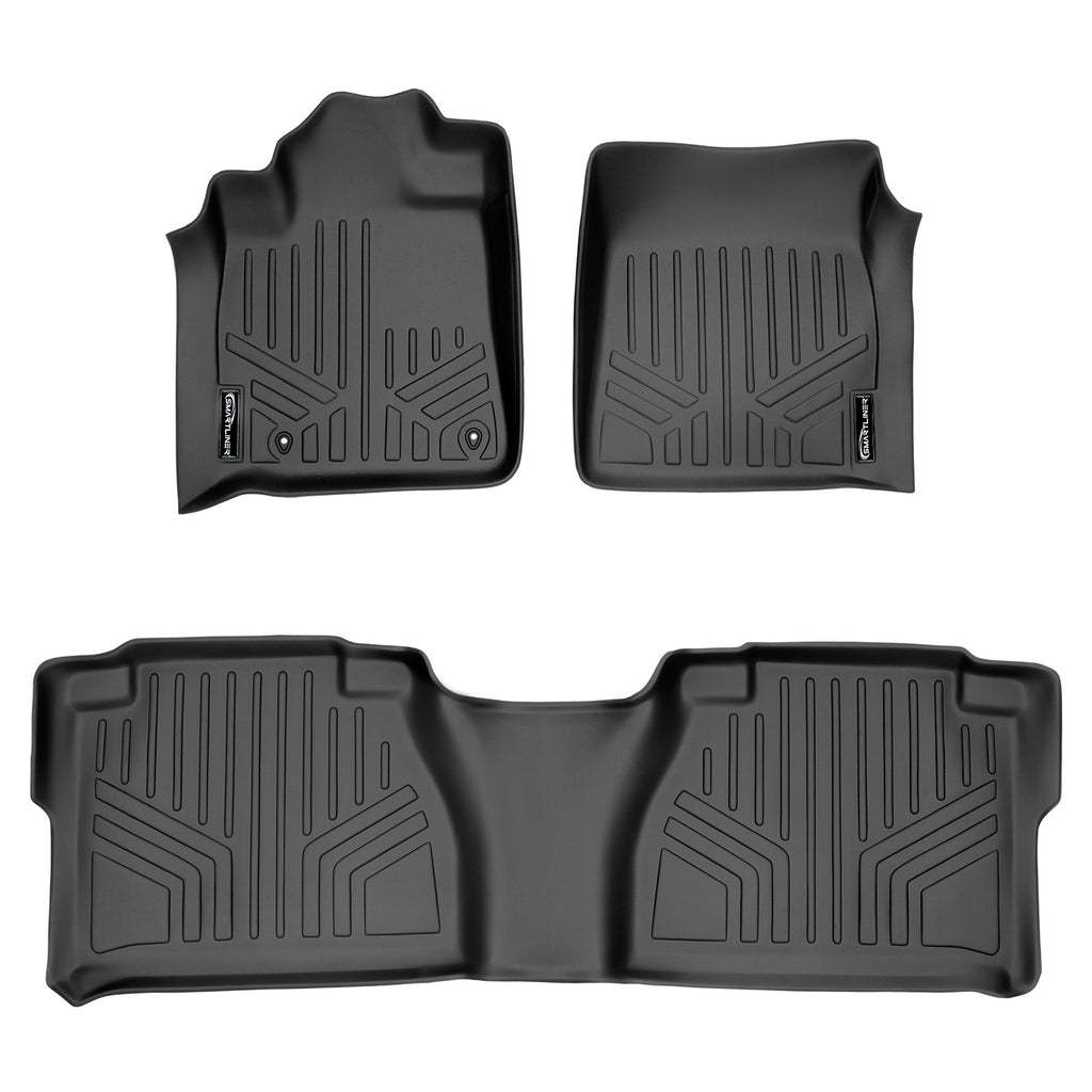 SMARTLINER Custom Fit Floor Mats 2 Row Liner Set Black Compatible With 2007-2011 Toyota Tundra Double Cab (SA0022/B0041)