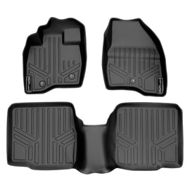SMARTLINER Custom Fit Floor Mats 2 Row Liner Set Black Compatible With 2017-2019 Ford Explorer without 2nd Row Center Console (SA0245/B0082)