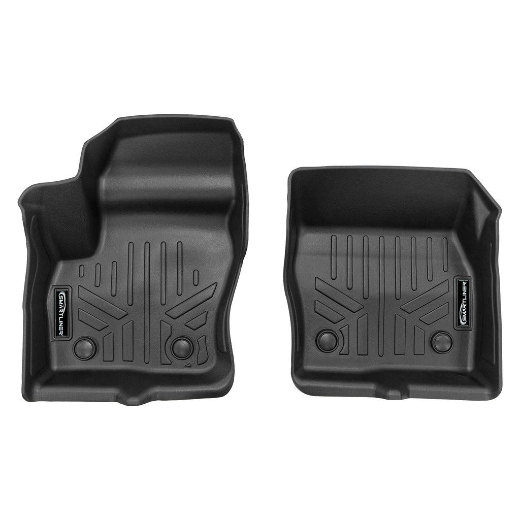SMARTLINER All Weather Protection Custom Fit Black 1st Row Floor Liner Set Compatible With 2018-2024 Transit Connect With Vinyl Flooring and without secondary footrest (SA0749)