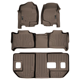 SMARTLINER Custom Fit Floor Mats 3 Row Liner Set Tan Compatible With 2007-2014 Chevrolet Suburban / GMC Yukon XL and Denali XL (SA1015/B1015/C1015)