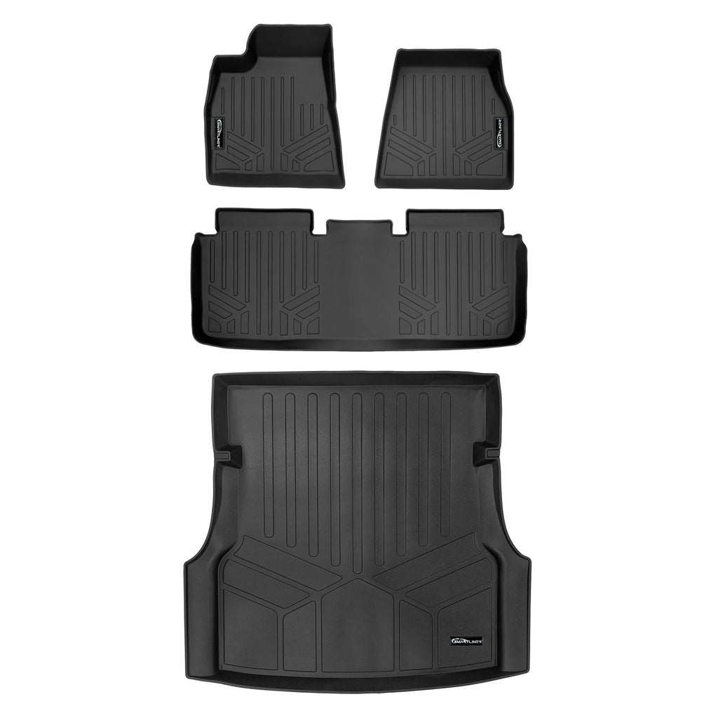 SMARTLINER Custom Fit Floor Mats 2 Rows and Cargo Liner Trunk Set Black Compatible With 2015-2019 Tesla Model S (SA0368/B0368/D0368)