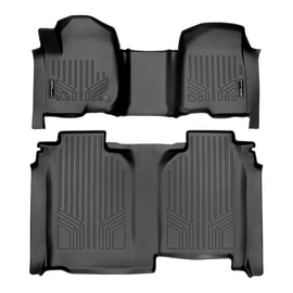 SMARTLINER All Weather Protection Custom Fit 2 Row Floor Mat Liner Set Compatible With 2019-2024 Chevrolet Silverado 1500/ 2020-2024 Silverado 2500 HD | 3500 HD Crew Cab Models (SA0401/B0457)