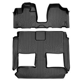 SMARTLINER Floor Mats 3 Row Liner Set Black Compatible With 2008-2020 Dodge Grand Caravan / Chrysler Town & Country (SA0213/B0046)