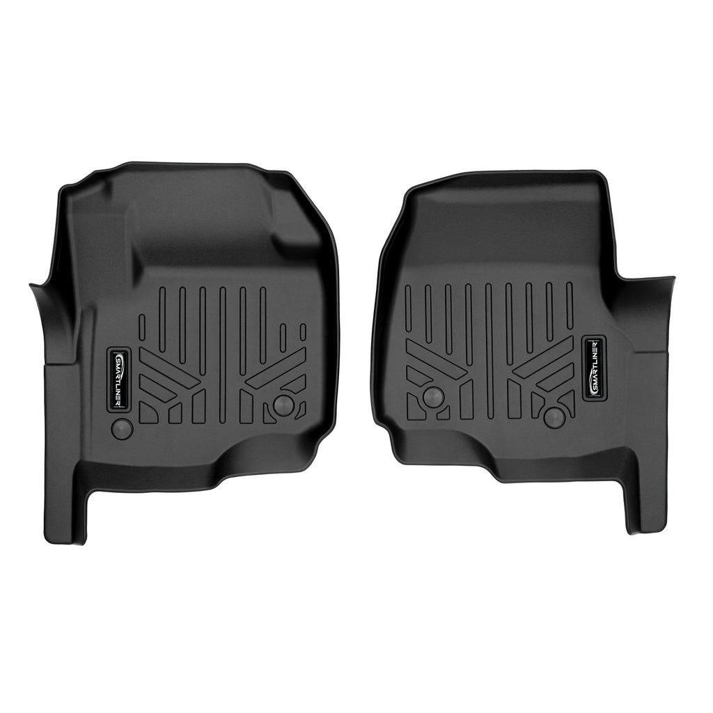 SMARTLINER Custom Floor Mats 1st Row Liner Set Black Compatible With 2017-2022 Ford Super Duty SuperCab and Crew Cab with Vinyl Flooring (SA0433)