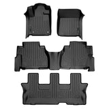 SMARTLINER Custom Fit Floor Mats 3 Row Liner Set Black Compatible With 2012-2022 Toyota Sequoia with 2nd Row Bench Seat (SA0108/B0272/C0272)