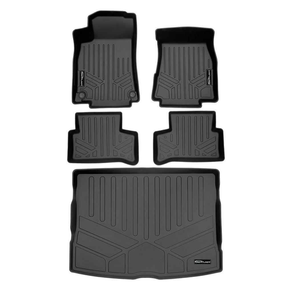 SMARTLINER Custom Fit 2 Row Black Floor Mat Liner & Cargo Liner Set Compatible With 2021 Mercedes-Benz GLA-Class (SA0533/B0533/D0533)