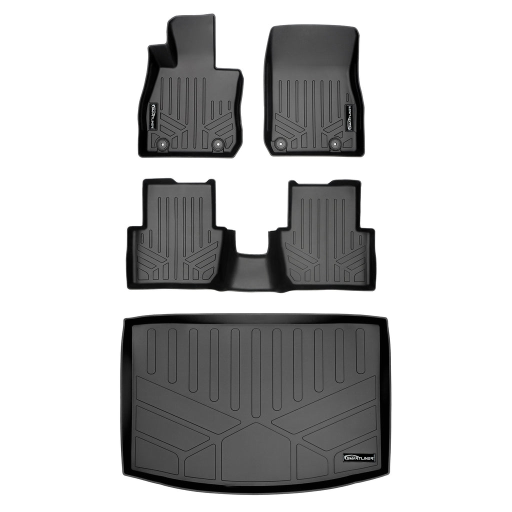 SMARTLINER Custom Fit Floor Mats 2 Rows and Cargo Liner Set Black Compatible With 2016-2021 Mazda CX-3 (SA0269/B0269/D0269)