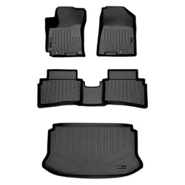 SMARTLINER All Weather Custom Floor Mats and Upper Cargo Liner Set Black Compatible With 2020-2024 Hyundai Venue (SA0492/B0492/D0492)