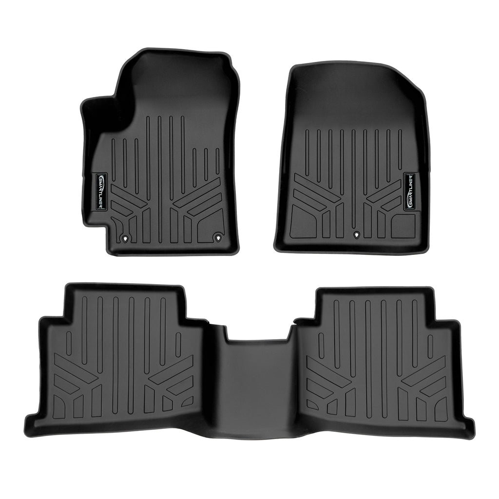SMARTLINER All Weather Custom Fit Floor Mats 2 Row Liner Set Black Compatible With 2021-2024 Kia Seltos (SA0510/B0510)