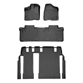 SMARTLINER Custom Fit Floor Mats 3 Row Liner Set Black Compatible With 2011-2012 Toyota Sienna 8 Passenger Model (SA0083/B0083/C0229)