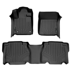 SMARTLINER Custom Fit Floor Mats 2 Row Liner Set Black Compatible With 2012-2013 Toyota Tundra CrewMax Cab (SA0108/B0022)