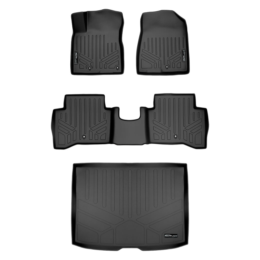 SMARTLINER Custom Fit Floor Mats 2 Rows and Cargo Liner Set Black Compatible With 2017-2022 Kia Niro (SA0264/B0264/D0264)