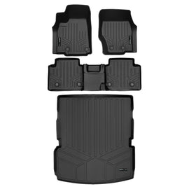 SMARTLINER All Weather Custom Fit Black 2 Rows and Cargo Liner Behind the 2nd Row Set Compatible With 2021-2023 Jeep Grand Cherokee L (SA0674/B0568/D0568)
