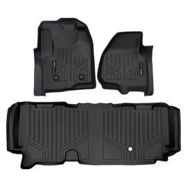 SMARTLINER Custom Floor Mats Liner Set Black Compatible With 2011-2012 F-250/F-350 Super Duty SuperCab with Depressed Drivers Side Pedal (SA0042/B0091)