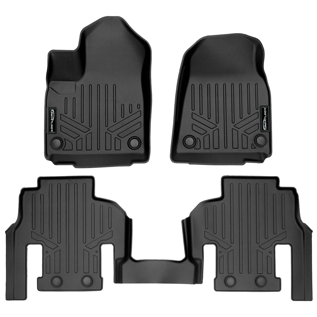 SMARTLINER All Weather Custom Fit Black 2 Row Floor Mat Liner Set Compatible With 2022-2023 Jeep Wagoneer (SA0573/B0573)