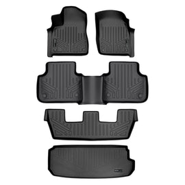 SMARTLINER Custom Fit All Weather Protection Black 3 Row Floor Liners & Cargo Liner behind the 3rd Row Seats Compatible With 2017-2025 Audi Q7/SQ7 (SA0364/B0364/C0364/E0364)