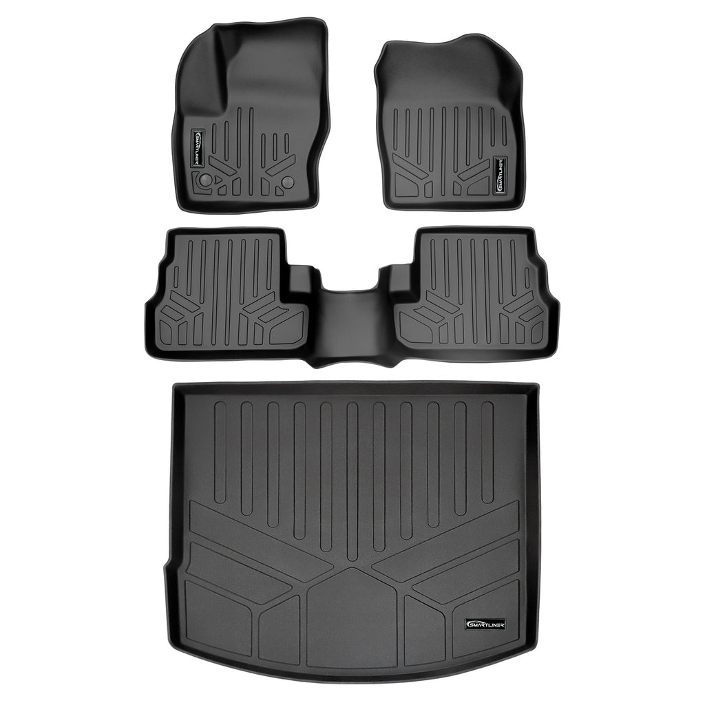SMARTLINER Custom Fit Floor Mats 2 Rows and Cargo Liner Set Black Compatible With 2015-2016 Lincoln MKC (SA0115/B0217/D0115)