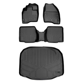 SMARTLINER Floor Mats 2 Rows and Cargo Liner Behind 3rd Row Set Black Compatible With 2011-2014 Ford Explorer with 2nd Row Center Console (SA0082/B0109/E0082)