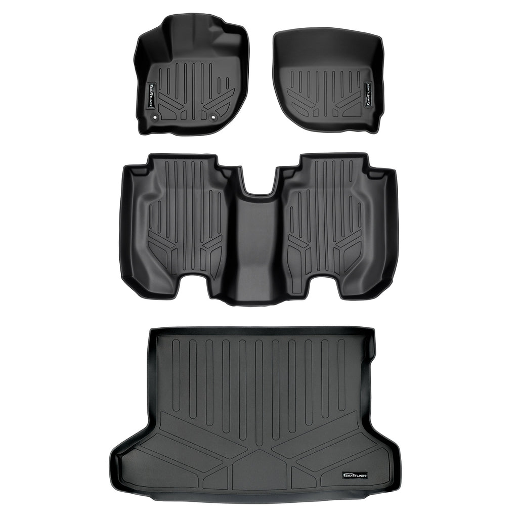 SMARTLINER Custom Fit Floor Mats 2 Rows and Cargo Liner Set Black Compatible With 2016-2022 Honda HR-V (SA0193/B0193/D0193)