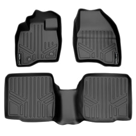 SMARTLINER Custom Fit Floor Mats 2 Row Liner Set Black Compatible With 2015-2016 Ford Explorer without 2nd Row Center Console (SA0161/B0082)