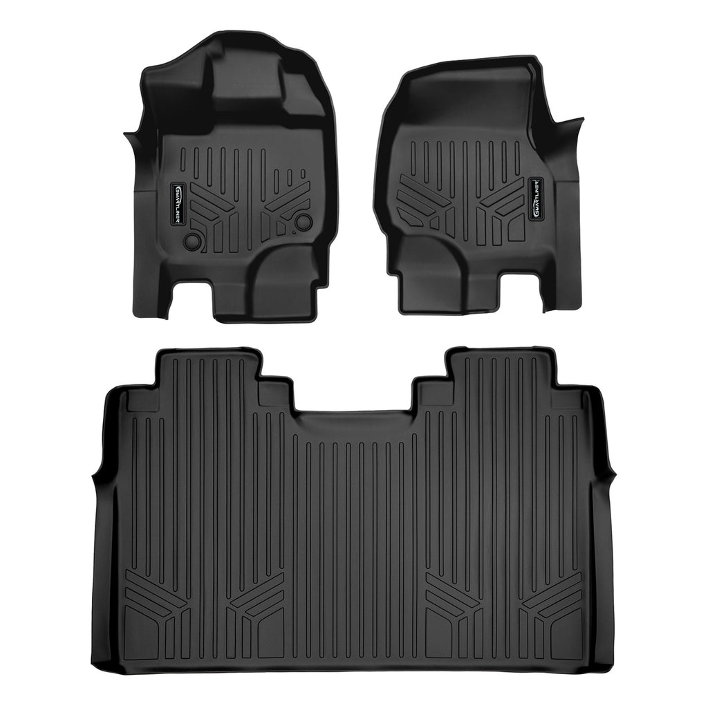 SMARTLINER Custom Fit Floor Mats 2 Row Liner Set Black Compatible With 2015-2025 Ford F-150 SuperCrew Cab with 1st Row Bench Seat (SA0167/B0188)