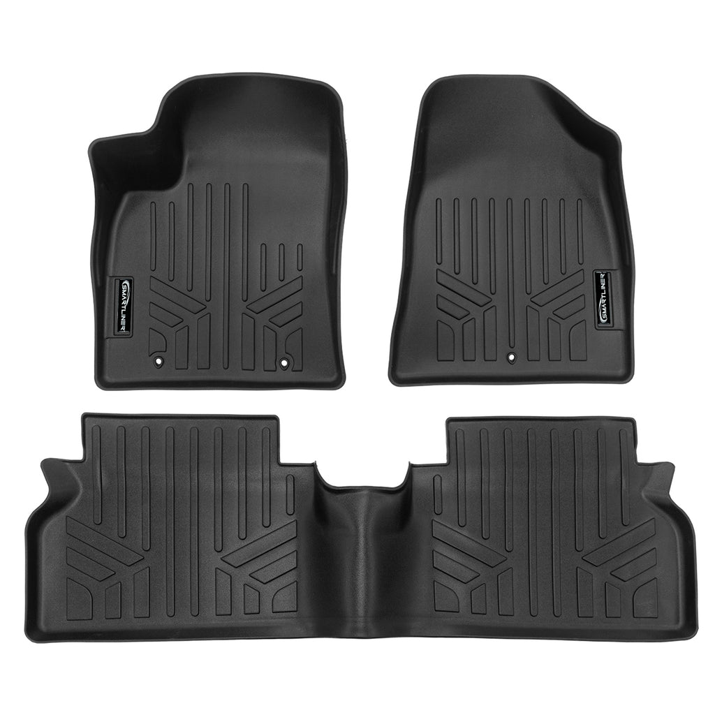 SMARTLINER All Weather Protection Custom Fit Black 2 Row Floor Mat Liner Set Compatible With 2024-2025 Hyundai Kona Electric (SA0747/B0747)