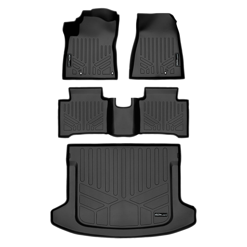 SMARTLINER All Weather Custom Fit Black 2 Row Floor Mats and Cargo Liner Set Compatible With 2023-2024 Kia Niro Hybrid (SA0652/B0652/D0652)