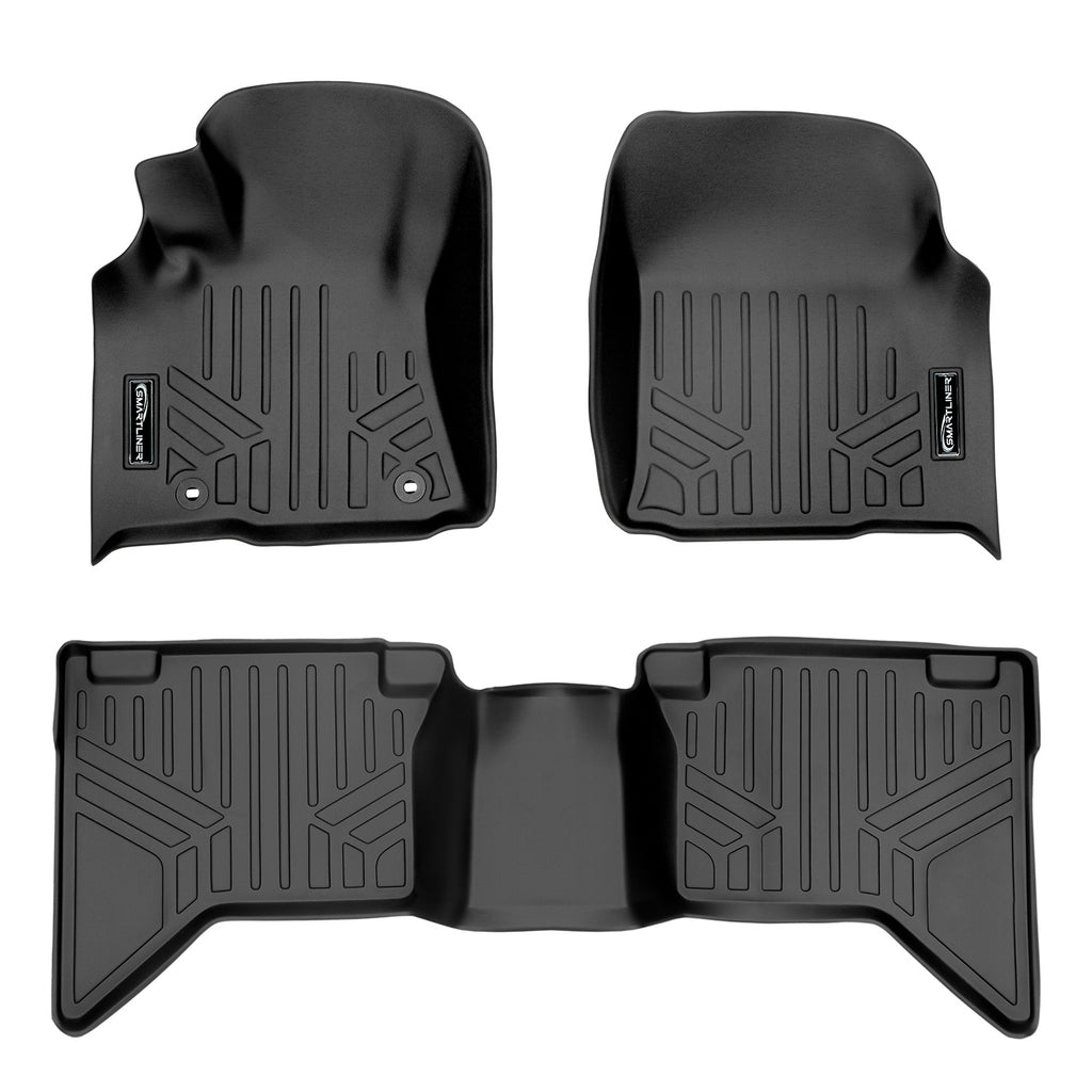 SMARTLINER Custom Fit Floor Mats 2 Row Liner Set Black Compatible With 2015-2018 Hilux REVO (SA0174/B0174)