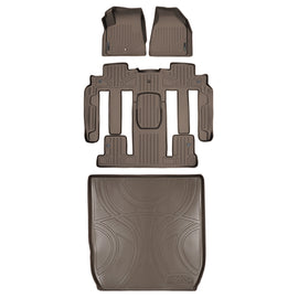 SMARTLINER Custom Fit Floor Mats 3 Rows and Cargo Liner Behind 2nd Row Set Tan Compatible With 2008 Enclave with 2nd Row Bucket Seats (SA1043/B1326/D1043)