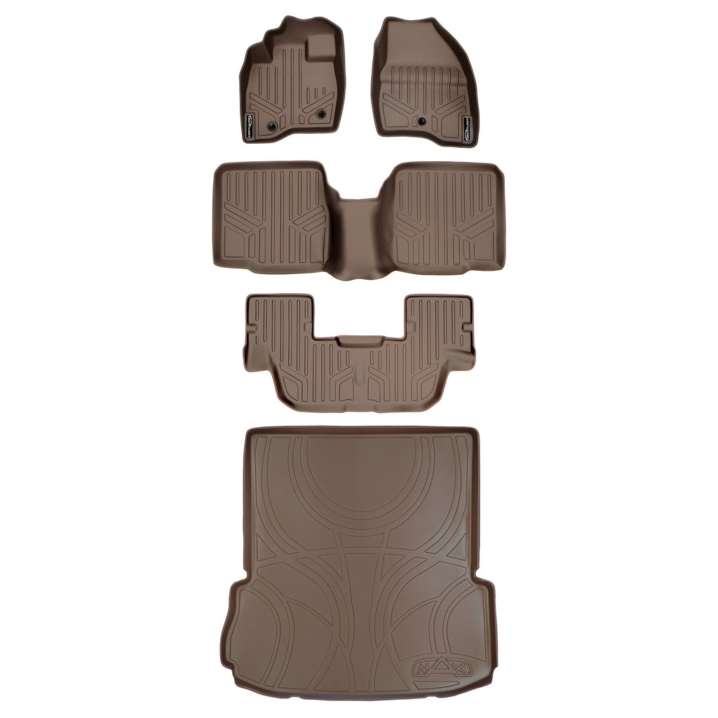 SMARTLINER Custom Fit Floor Mats and Cargo Liner Set Tan Compatible With 2017-2019 Ford Explorer W/O 2nd Row Center Console (SA1245/B1082/C1082/D1082)