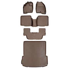 SMARTLINER Custom Fit Floor Mats and Cargo Liner Set Tan Compatible With 2017-2019 Ford Explorer W/O 2nd Row Center Console (SA1245/B1082/C1082/D1082)