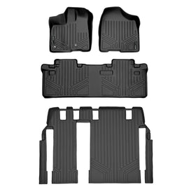 SMARTLINER Custom Fit Floor Mats 3 Row Liner Set Black Compatible With 2013-2020 Toyota Sienna 8 Passenger Model (SA0128/B0083/C0229)