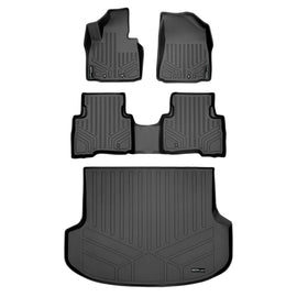 SMARTLINER Custom Fit Floor Mats 2 Rows and Cargo Liner Set Black Compatible With 2014-2015 Kia Sorento 5 Passenger Models (SA0135/B0135/D0448)