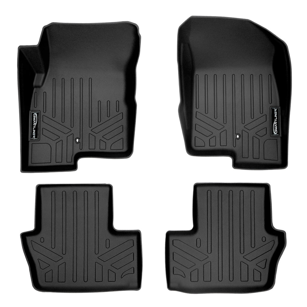 SMARTLINER Floor Mats 2 Row Liner Set Black Compatible With 2007-2012 Dodge Caliber / 2007-2017 Jeep Patriot / Compass Old Body Style (SA0263/B0263)