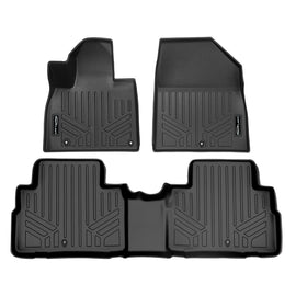 SMARTLINER All Weather Custom Fit Black 2 Row Floor Mat Liner Set Compatible With 2020-2023 Kia Telluride with 2nd Row Bench or Bucket Seats With Center Console (SA0417/B0417)
