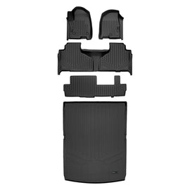 SMARTLINER 3 Row Floor Mats & Cargo Liner Behind 2nd Row Set Compatible With 2021-2024 Suburban/Yukon XL w/ 2nd Row Bench Seat (SA0524/B0525/C0526/D0526)